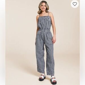 50. Free people $148 Retro Heatwave Black and White Gingham Jumpsuit